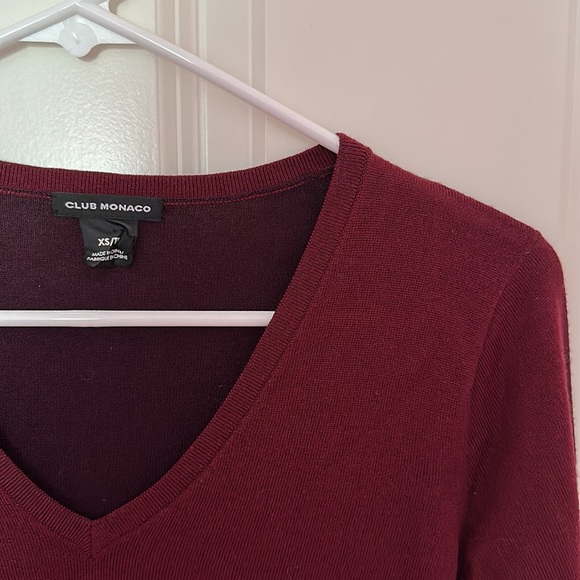 Maroon Club Monaco Wool V-Neck Sweater - Picture 4 of 5